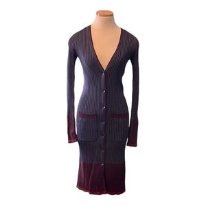 Rag & Bone 'Kristin' Ribbed Knit Long Cardigan, Navy/Burgundy, XS